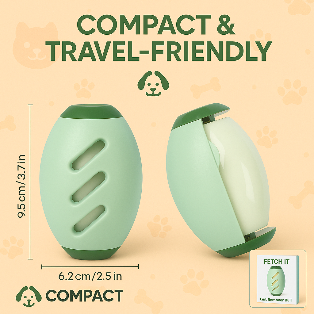 Compact Pet Hair Remover Roll, Travel-Friendly Lint Roller, Mint Green